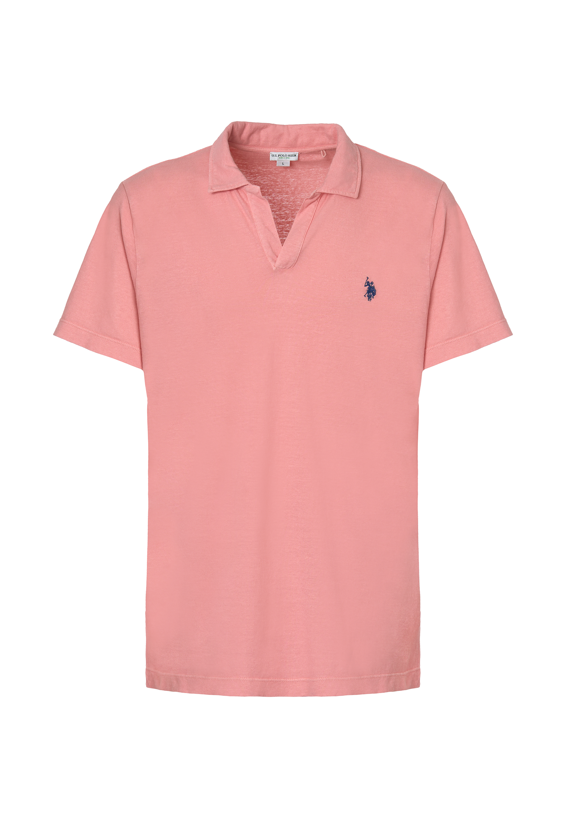 Polo a maniche corte in misto canapa e cotone organico con logo