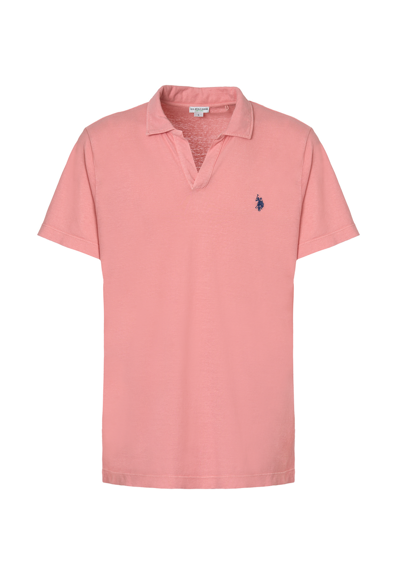 Polo a maniche corte in misto canapa e cotone organico con logo