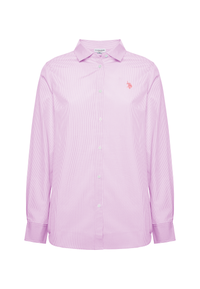 Camicia a righe in misto cotone popeline