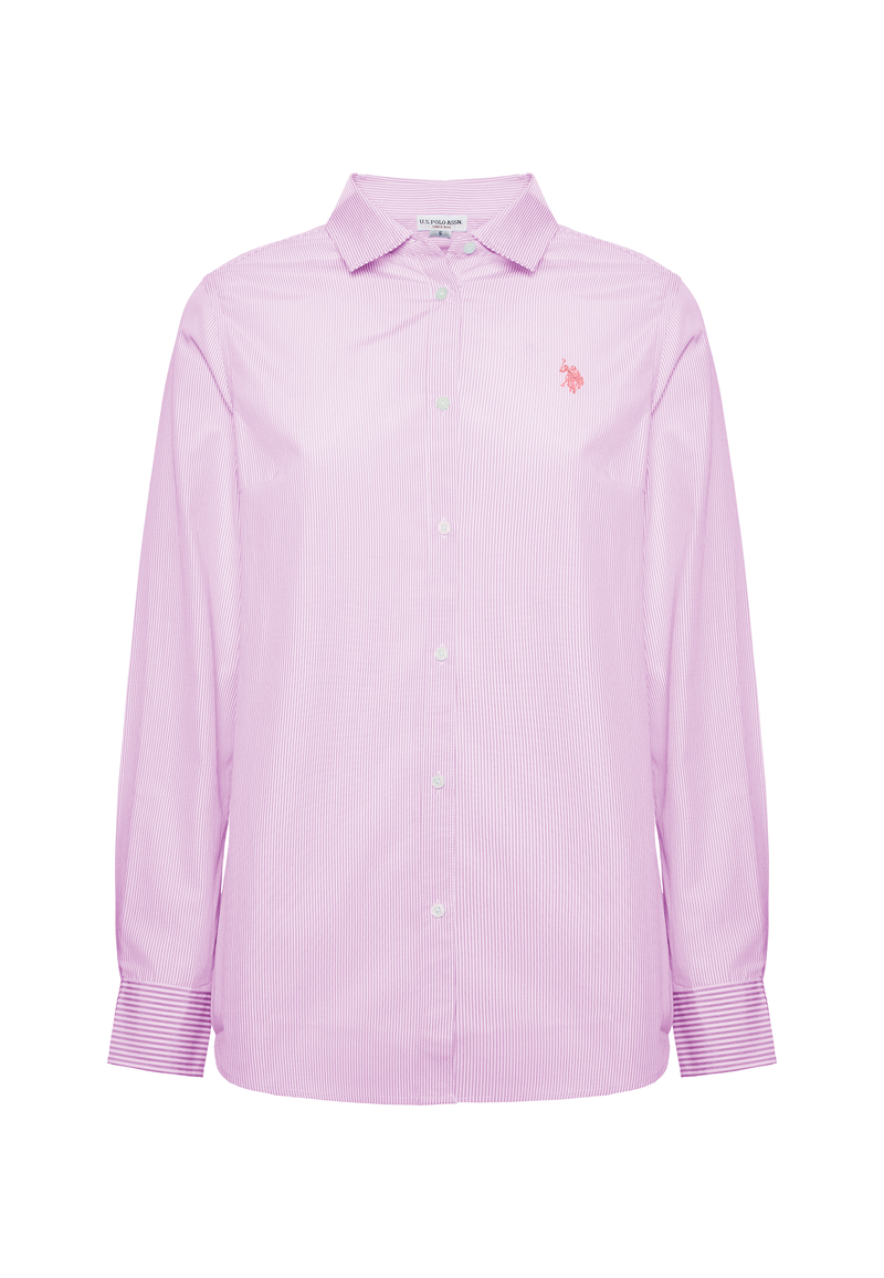 Camicia a righe in misto cotone popeline