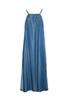 Abito smanicato con spalline in tessuto tencel
