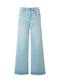 Pantalone denim cinque tasche wide leg in cotone stretch
