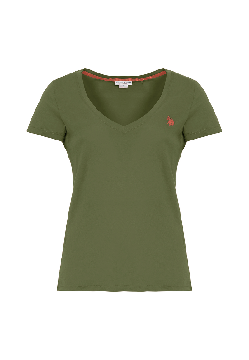 T-shirt con scollo a V a maniche corte in cotone light jersey.