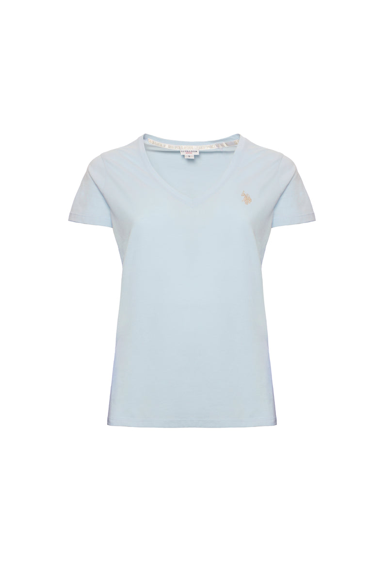 T-shirt con scollo a V a maniche corte in cotone light jersey.