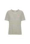 T-shirt girocollo a righe in misto cotone e lino