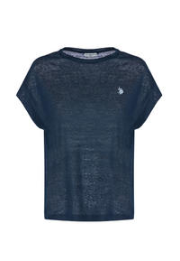 T-shirt girocollo smanicata in lino premium quality