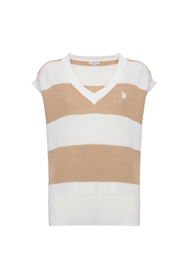 Gilet a costine con scollo a V in cotone
