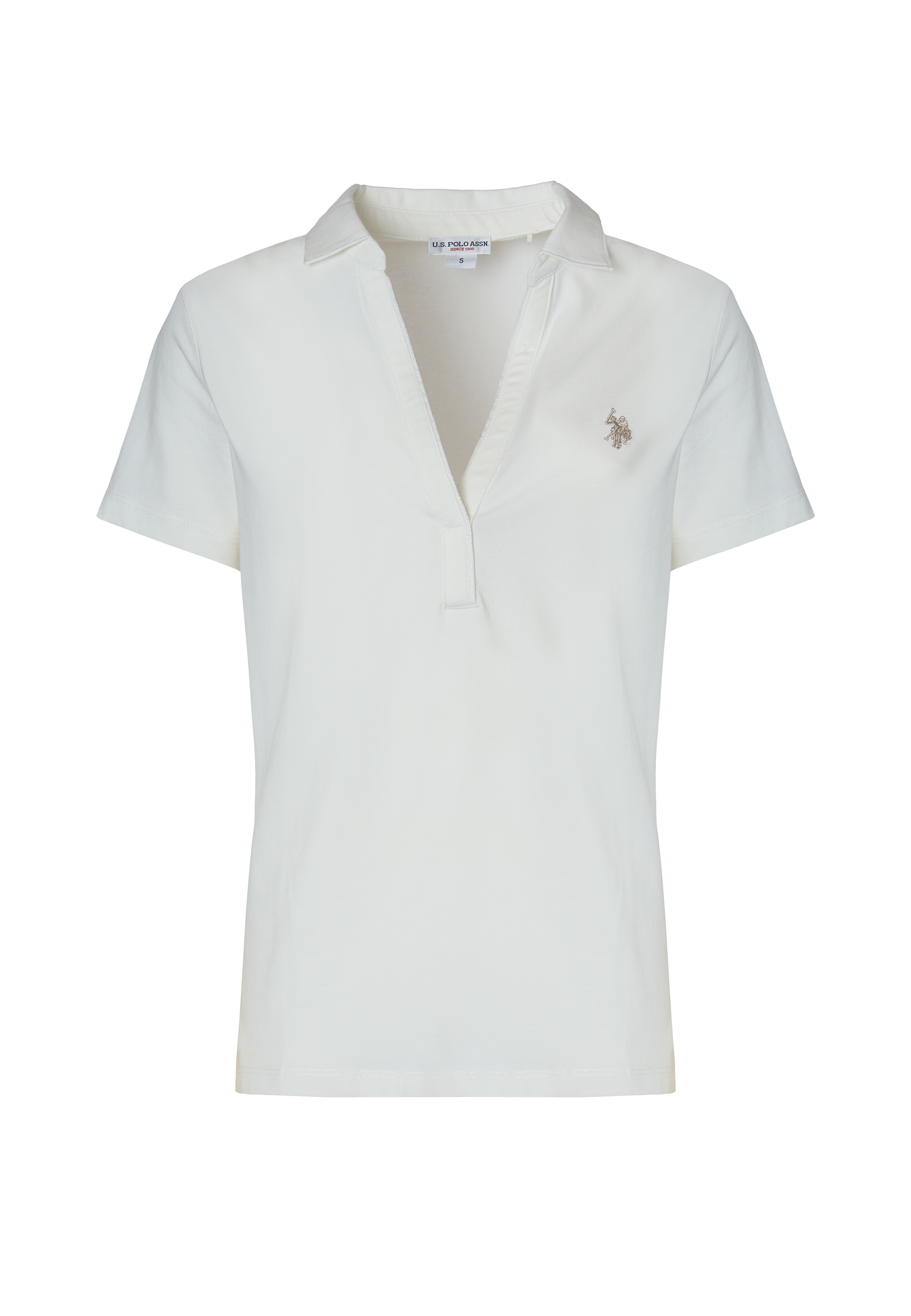 Polo a maniche corte con scollo a V in cotone stretch