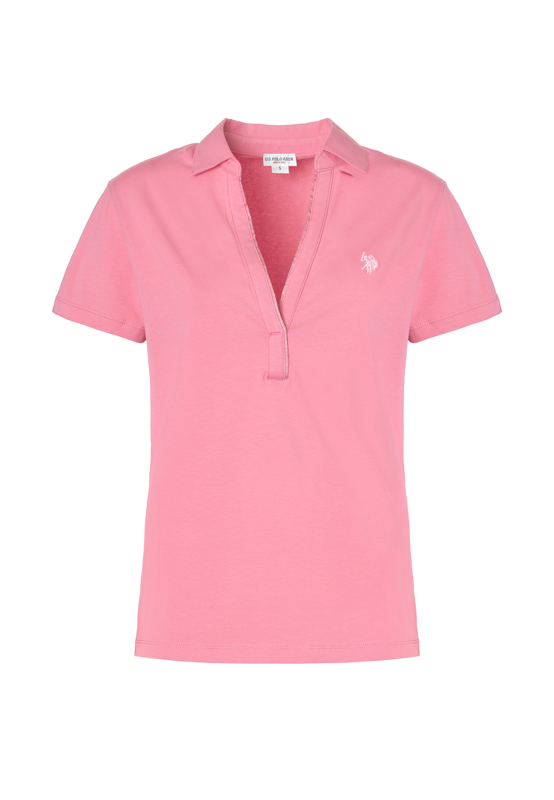 Polo shirt a maniche corte con scollo a V in cotone stretch