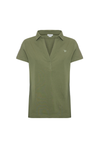 Polo a maniche corte con scollo a V in cotone stretch