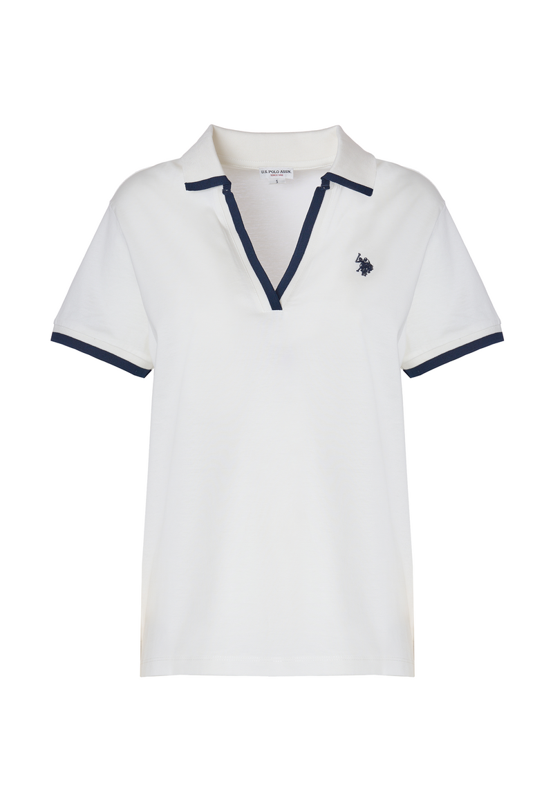 Polo shirt a maniche corte con scollo a V in cotone stretch