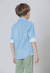 Camicia in misto lino e cotone con logo