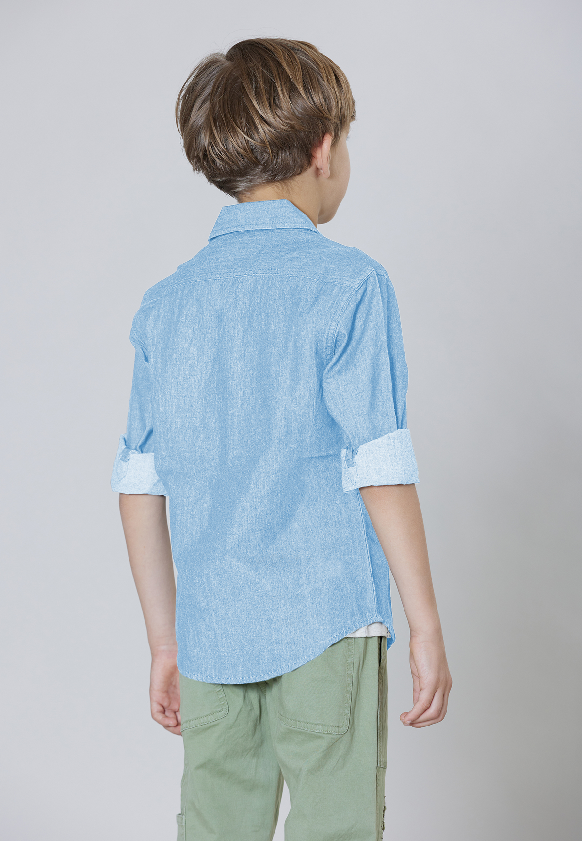 Camicia in misto lino e cotone con logo