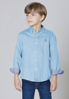 Camicia in misto lino e cotone con logo