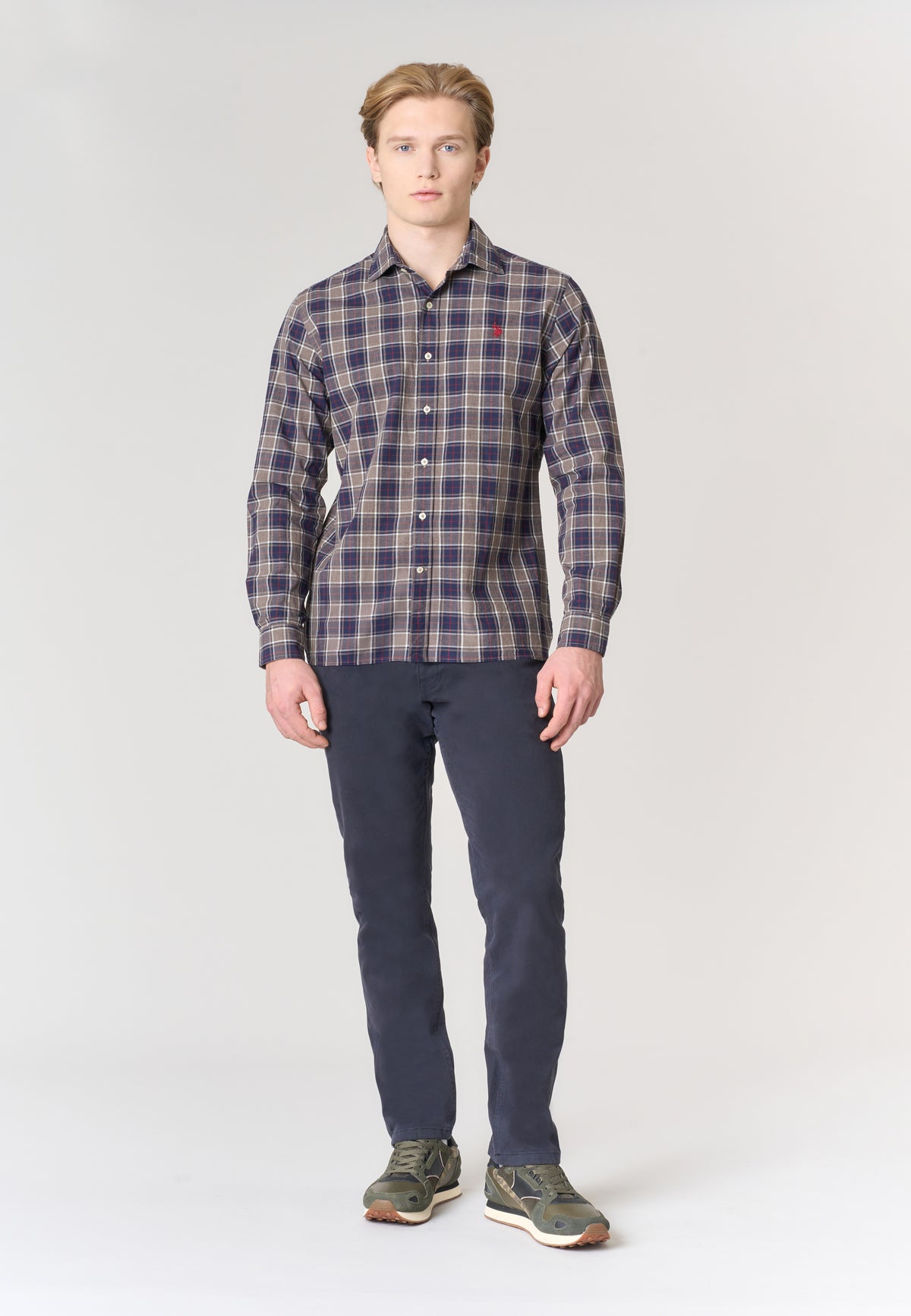 Camicia in cotone melange a quadri