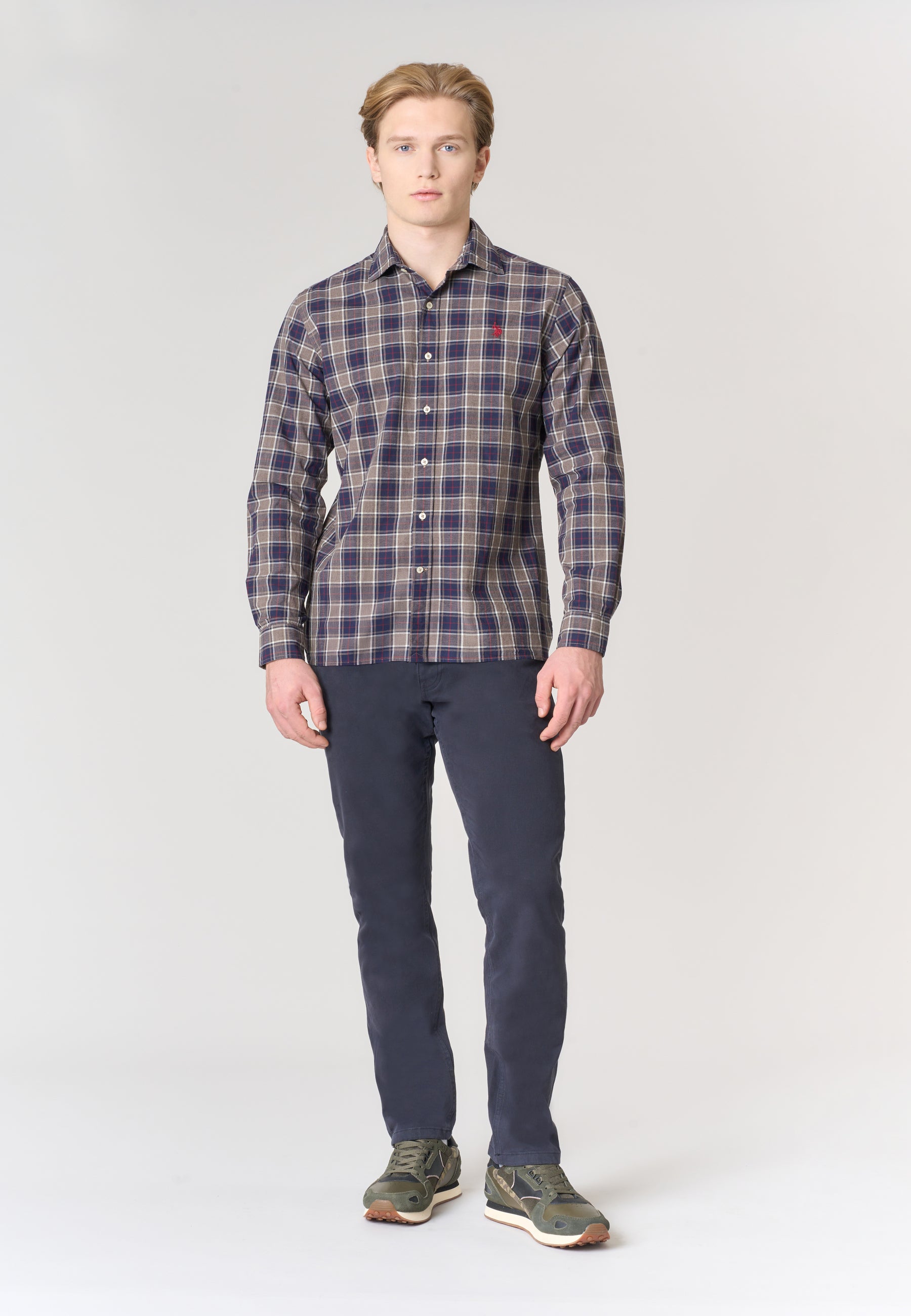 Camicia in cotone melange a quadri