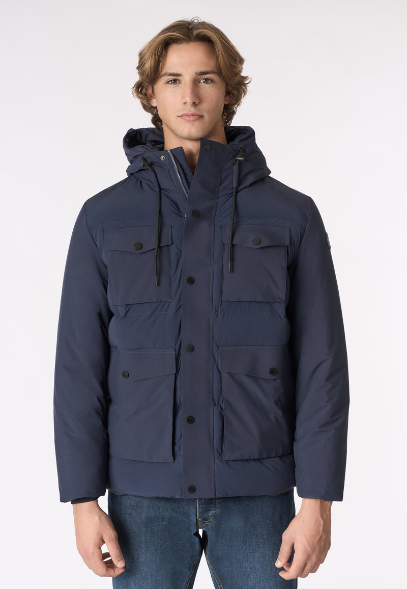 Giacca imbottita con cappuccio e tasconi