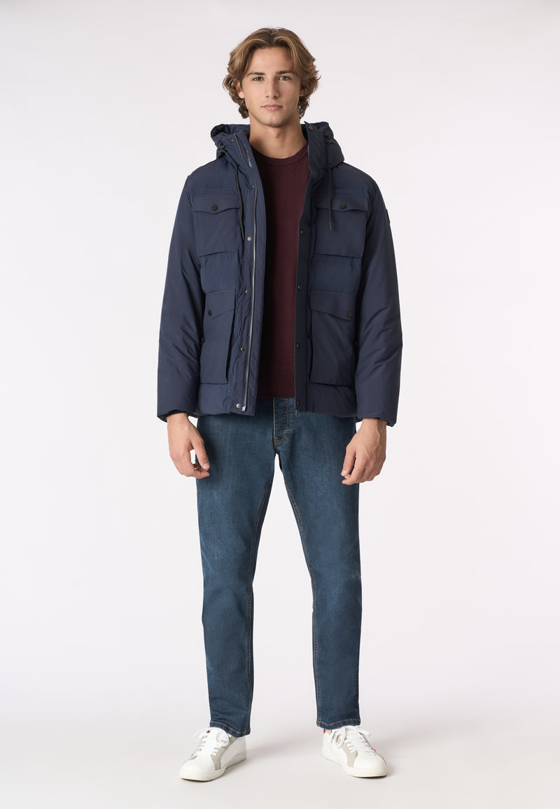 Giacca imbottita con cappuccio e tasconi