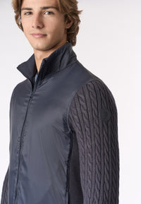 Giacca full zip in nylon con maniche in maglia