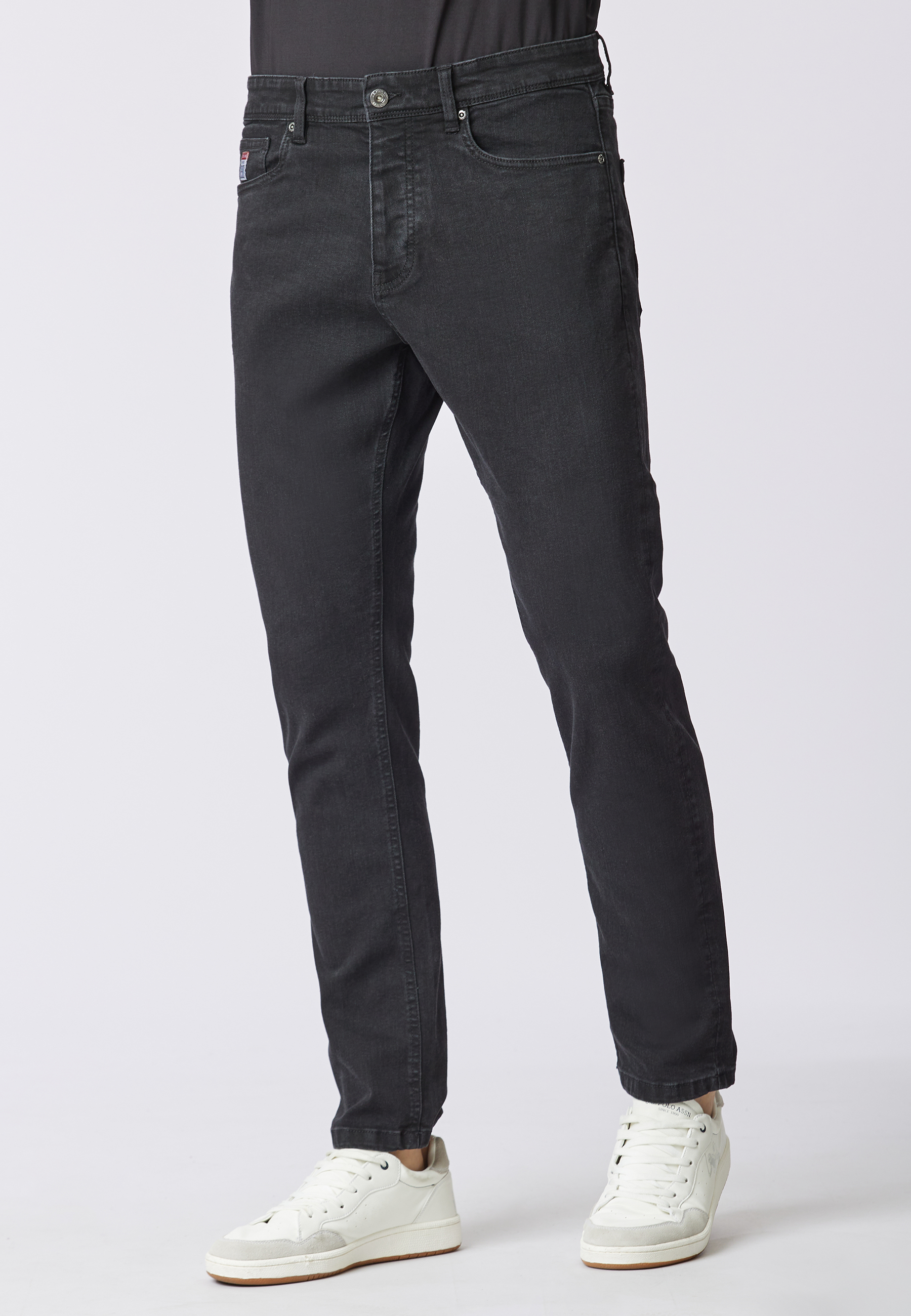 Pantalone denim cinque tasche tapered fit