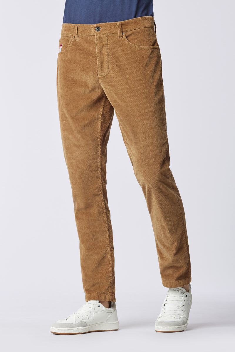 Pantalone cinque tasche in velluto taperede fit