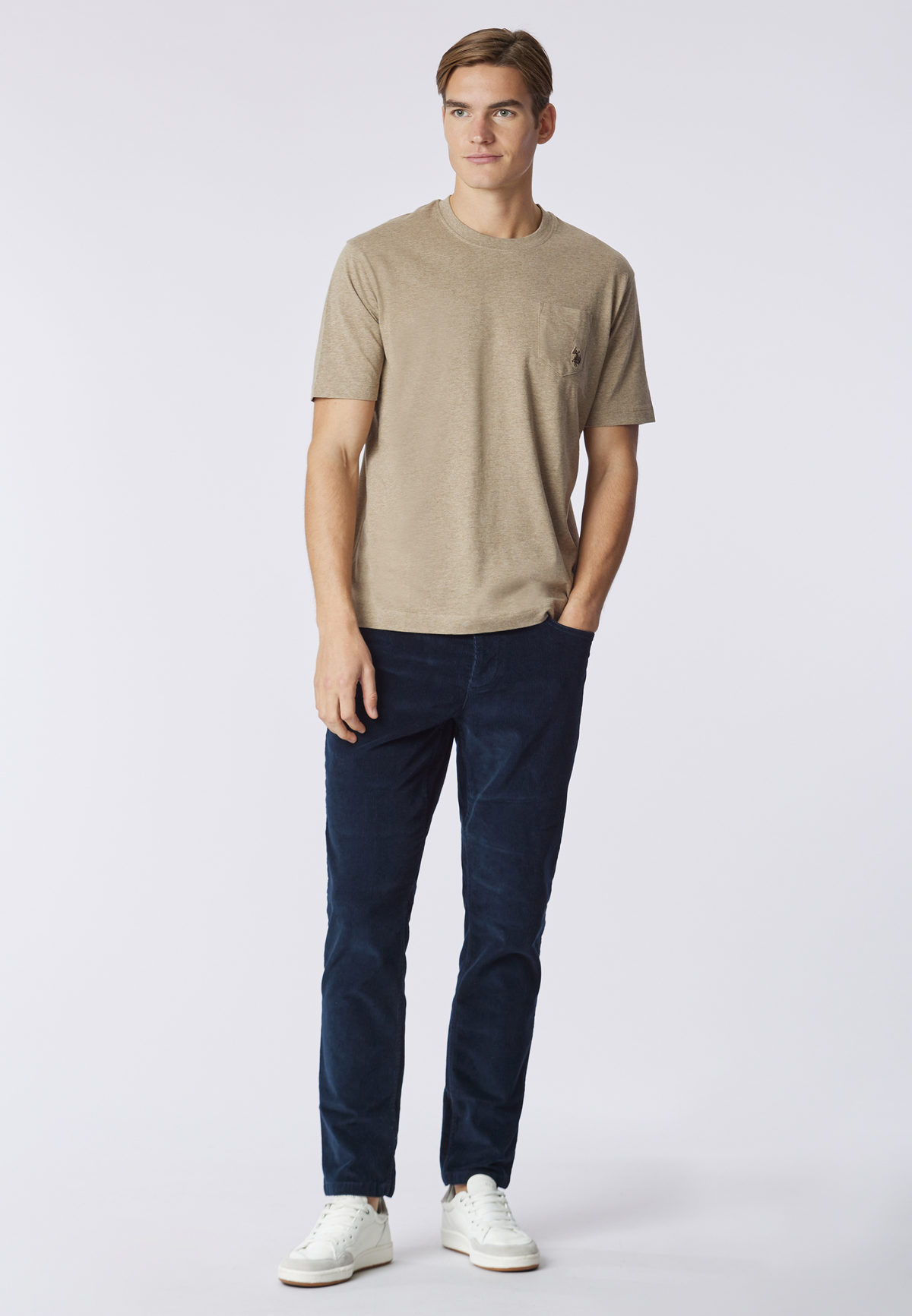 Pantalone cinque tasche in velluto taperede fit