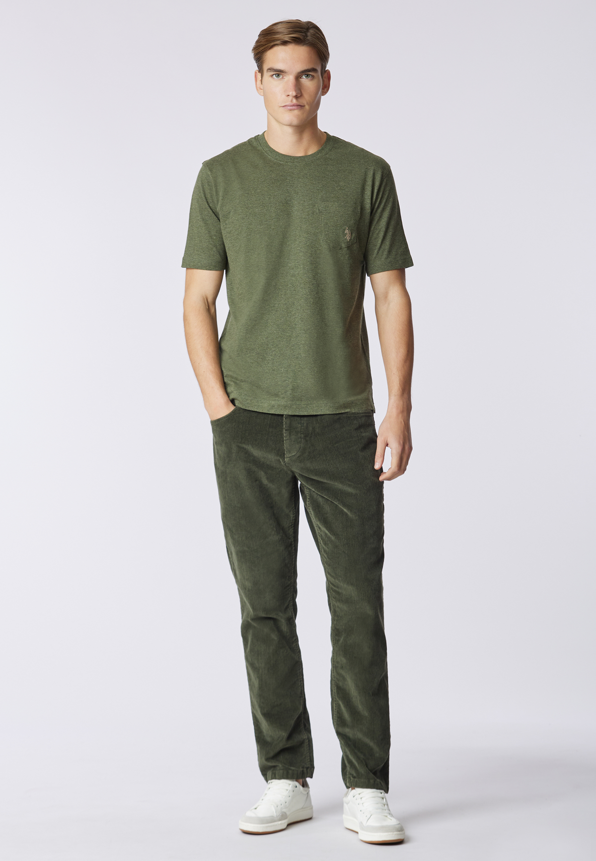 T-shirt girocollo melange con taschino