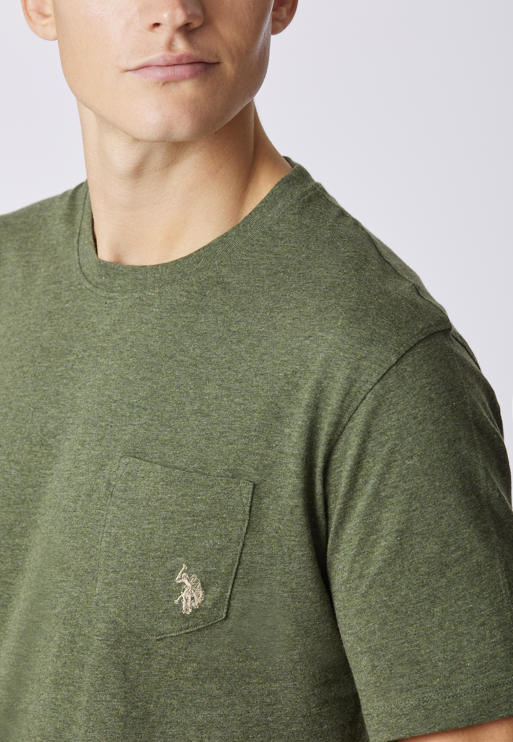 T-shirt girocollo melange con taschino