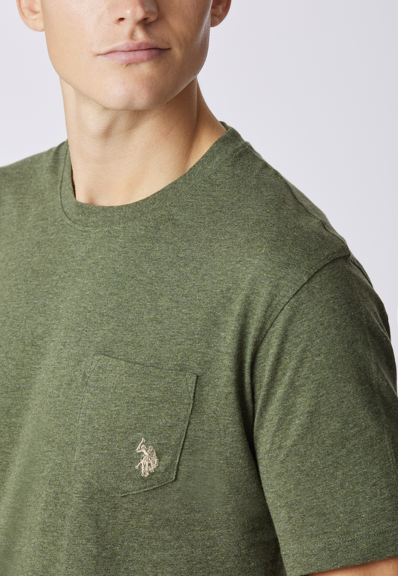 T-shirt girocollo melange con taschino