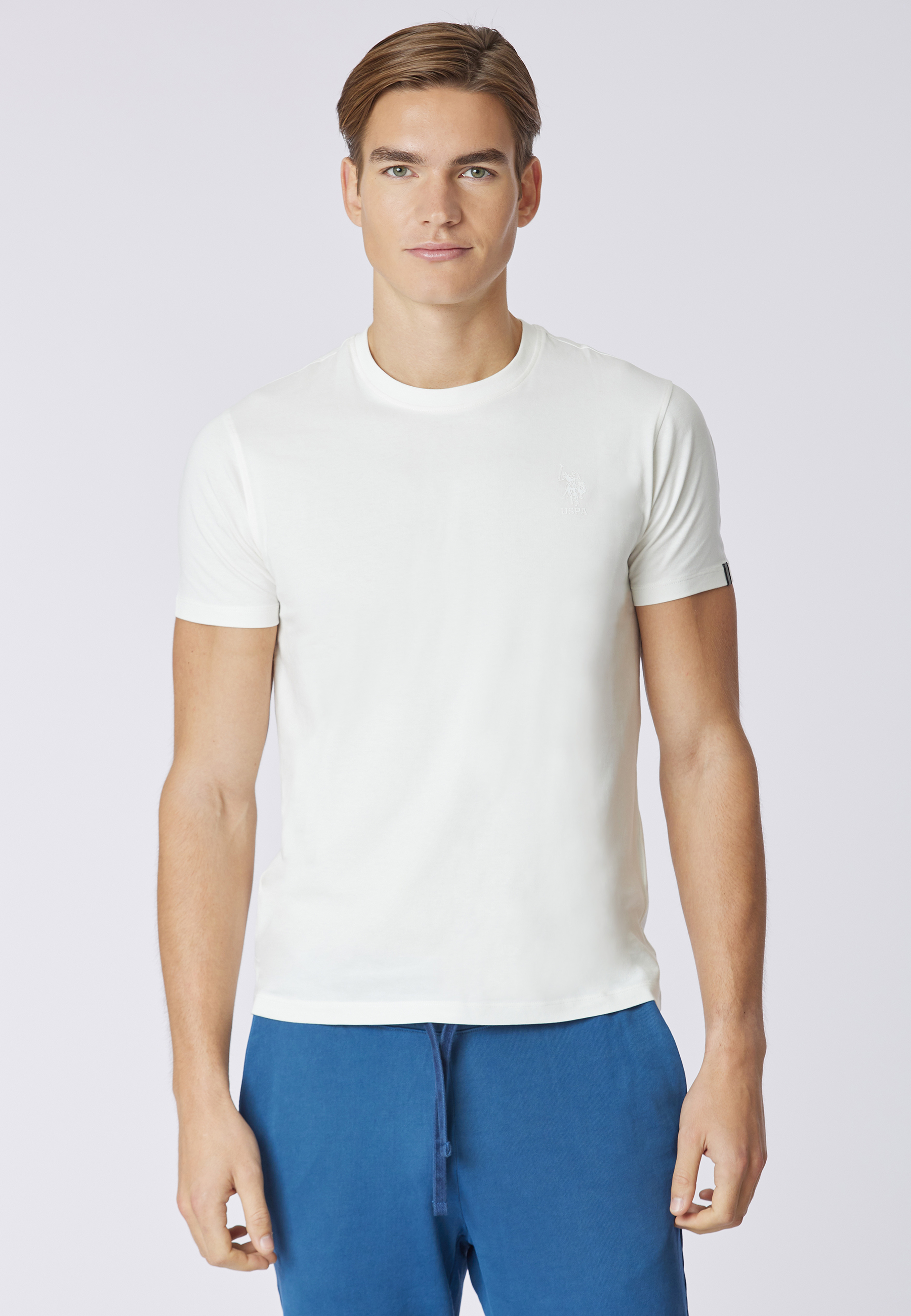T-shirt in cotone jersey stretch con logo