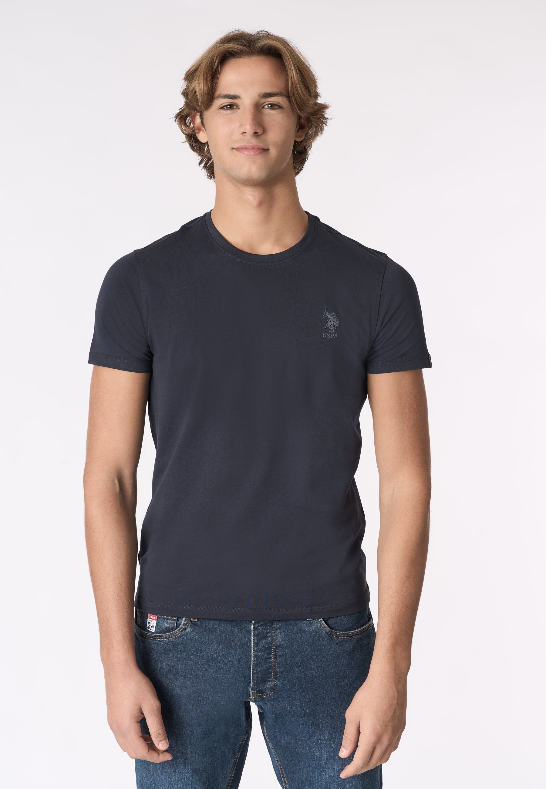 T-shirt in cotone jersey stretch con logo