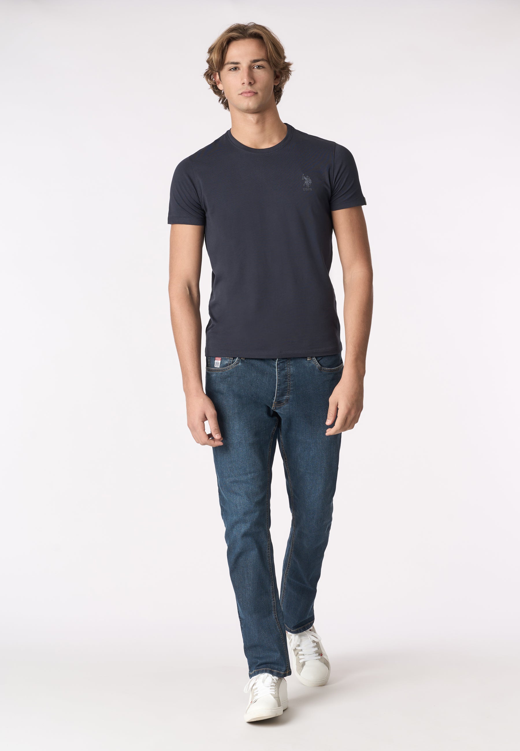 T-shirt in cotone jersey stretch con logo