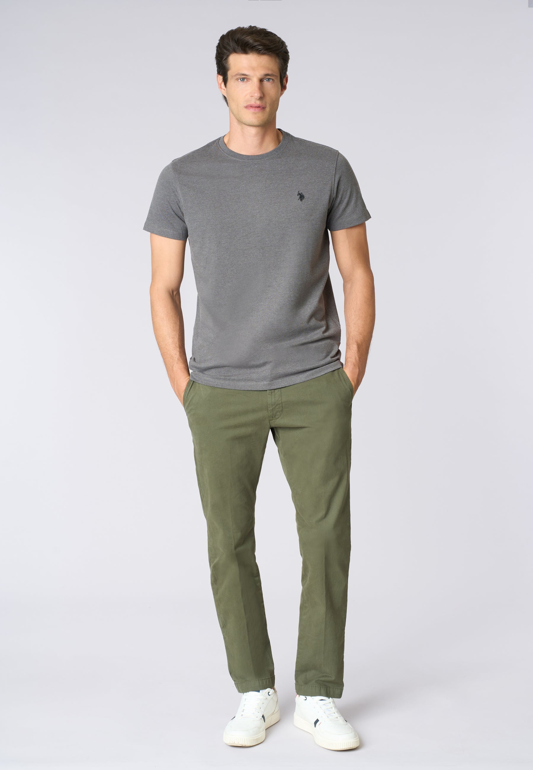 Pantalone chino in cotone stretch gabardine