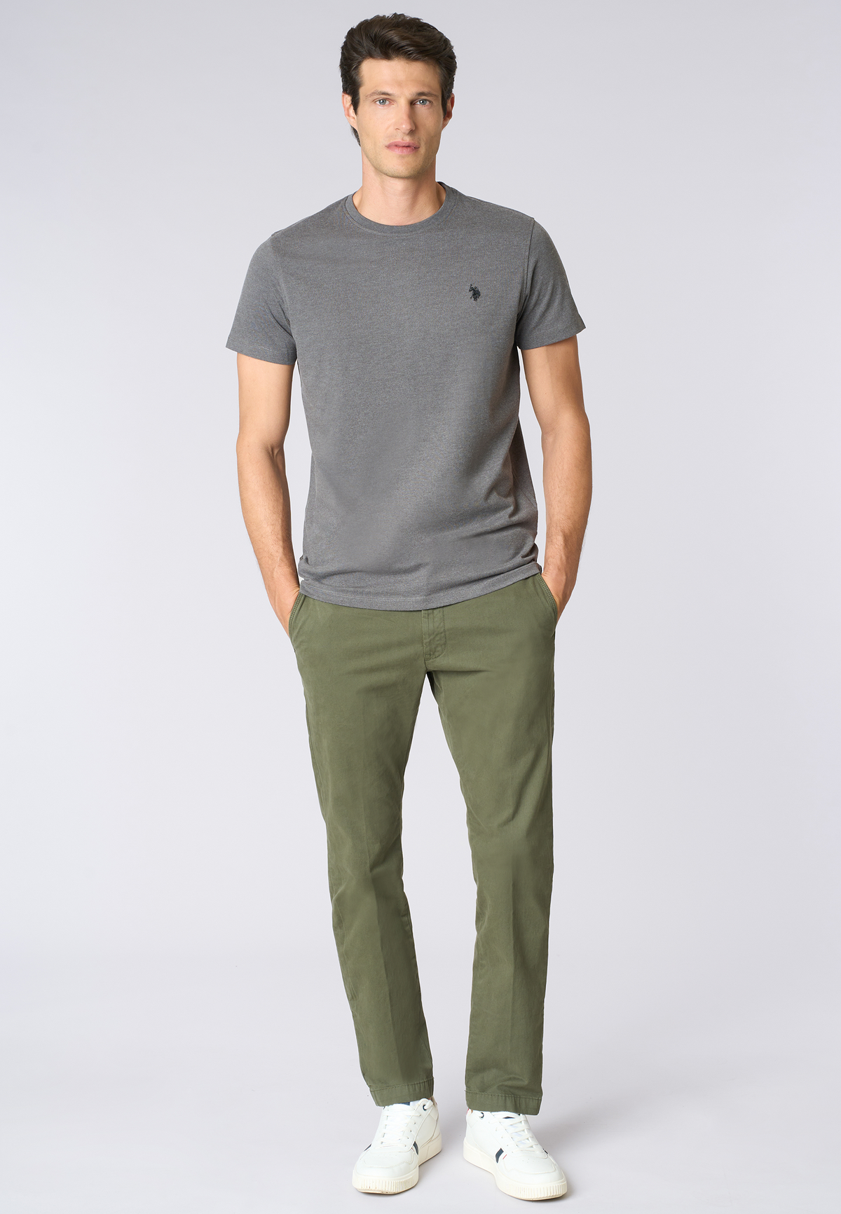 Pantalone chino in cotone stretch gabardine