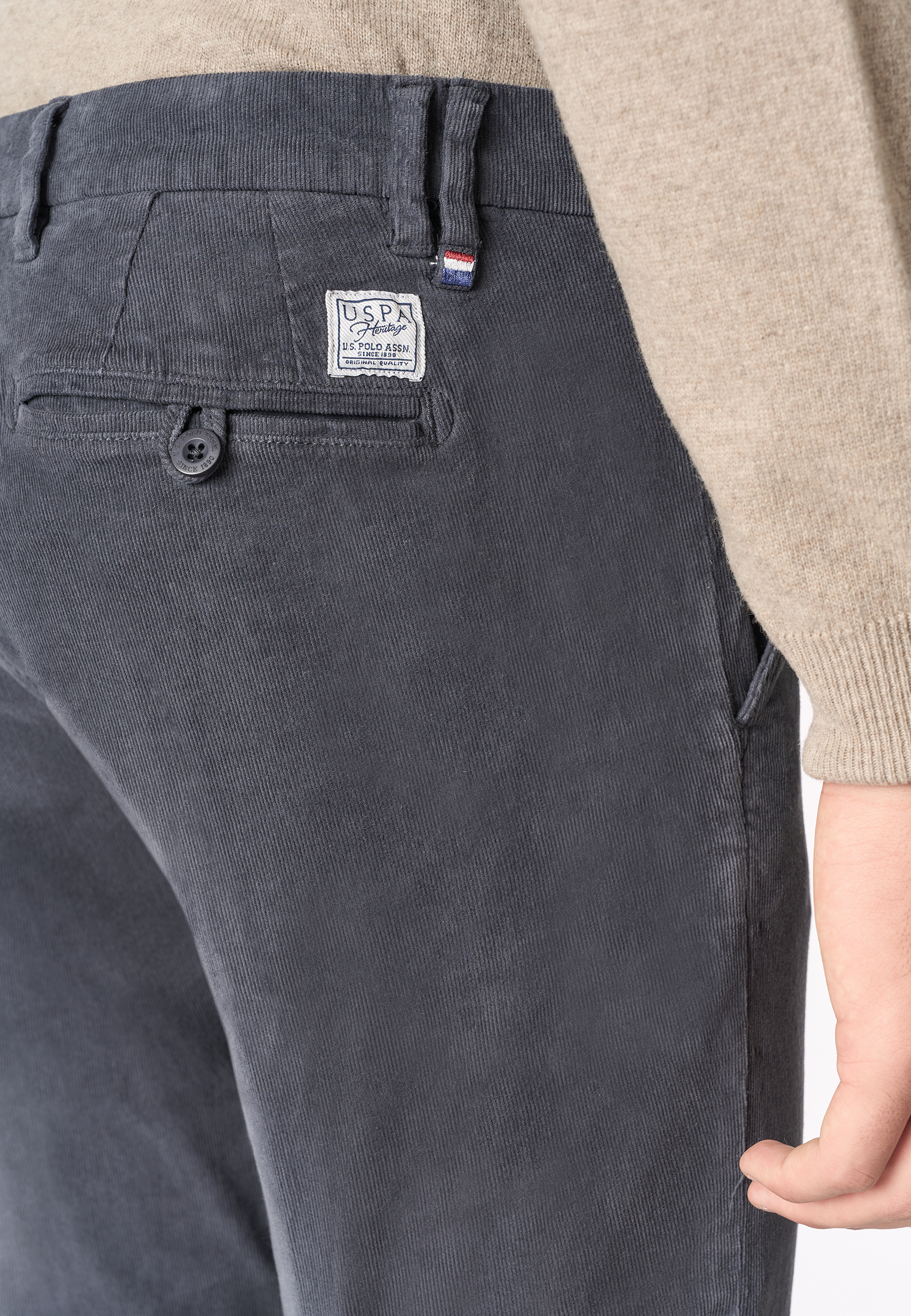 Pantalone chino in velluto stretch