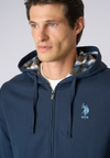 Felpa in cotone con cappuccio tartan e zip