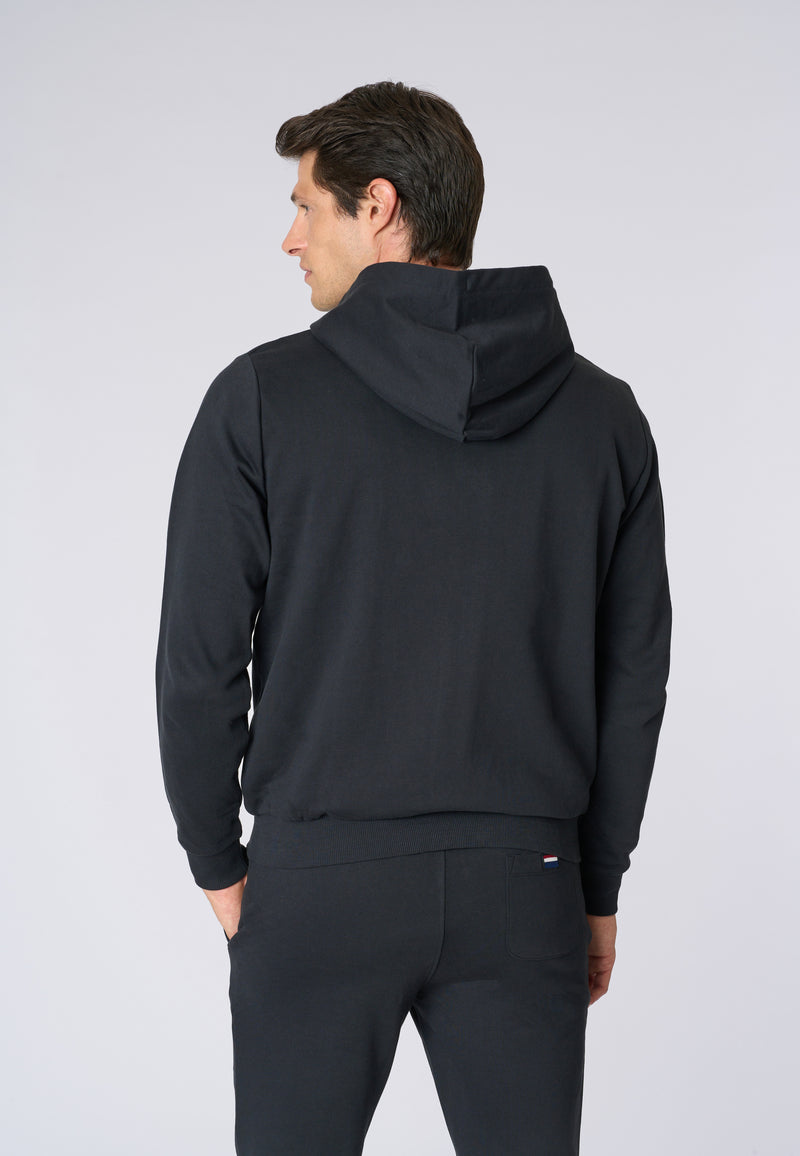 Felpa in cotone con cappuccio tartan e zip