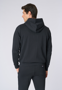 Felpa in cotone con cappuccio tartan e zip