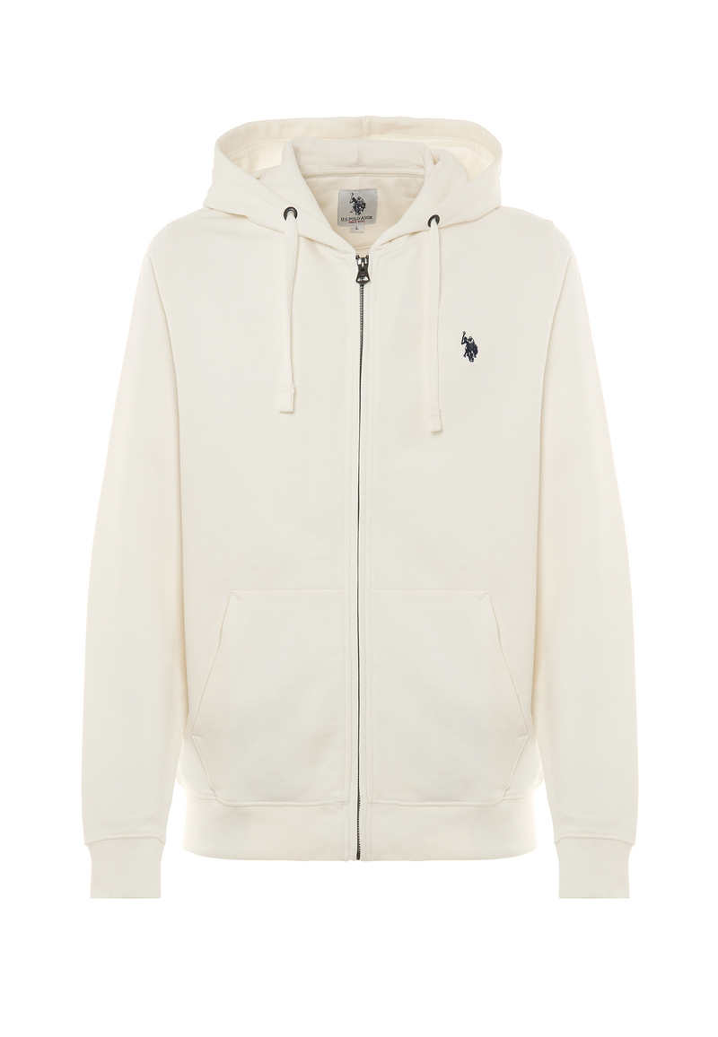 Felpa in cotone con cappuccio e chiusura zip