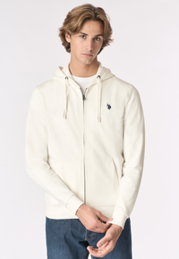 Felpa in cotone con cappuccio e chiusura zip