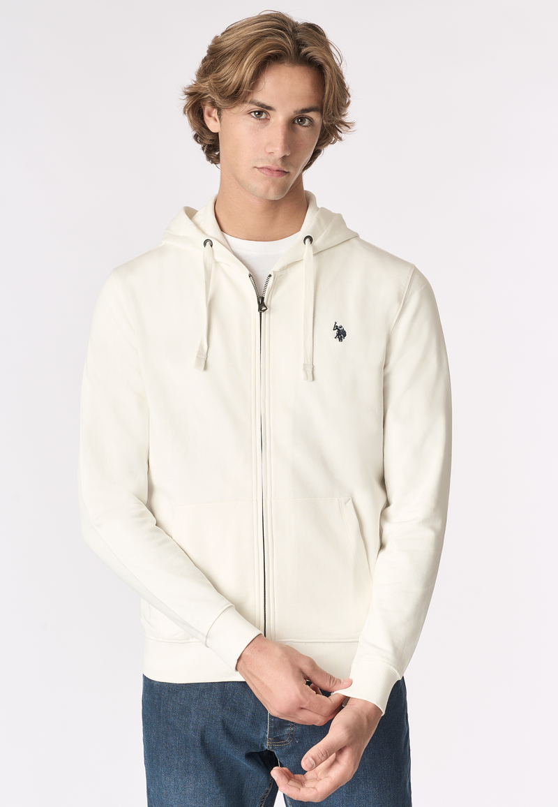 Felpa in cotone con cappuccio e chiusura zip