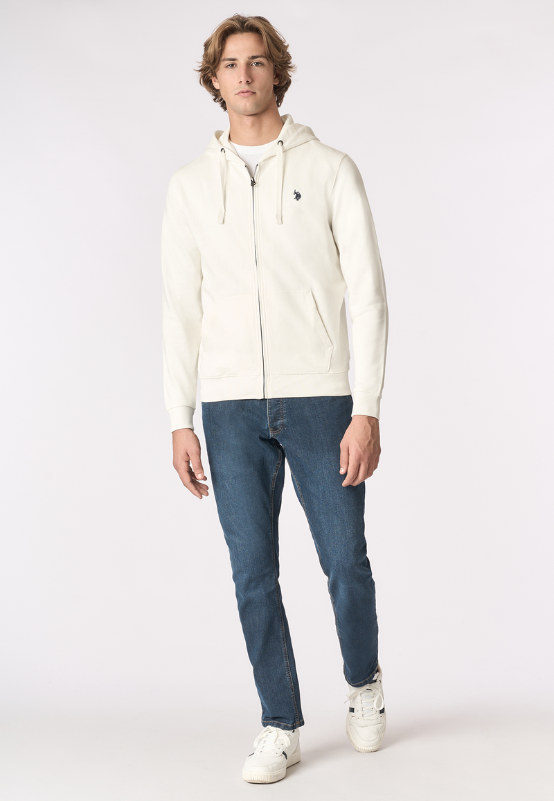 Felpa in cotone con cappuccio e chiusura zip