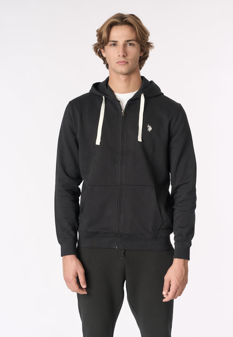 Felpa in cotone con cappuccio e chiusura zip