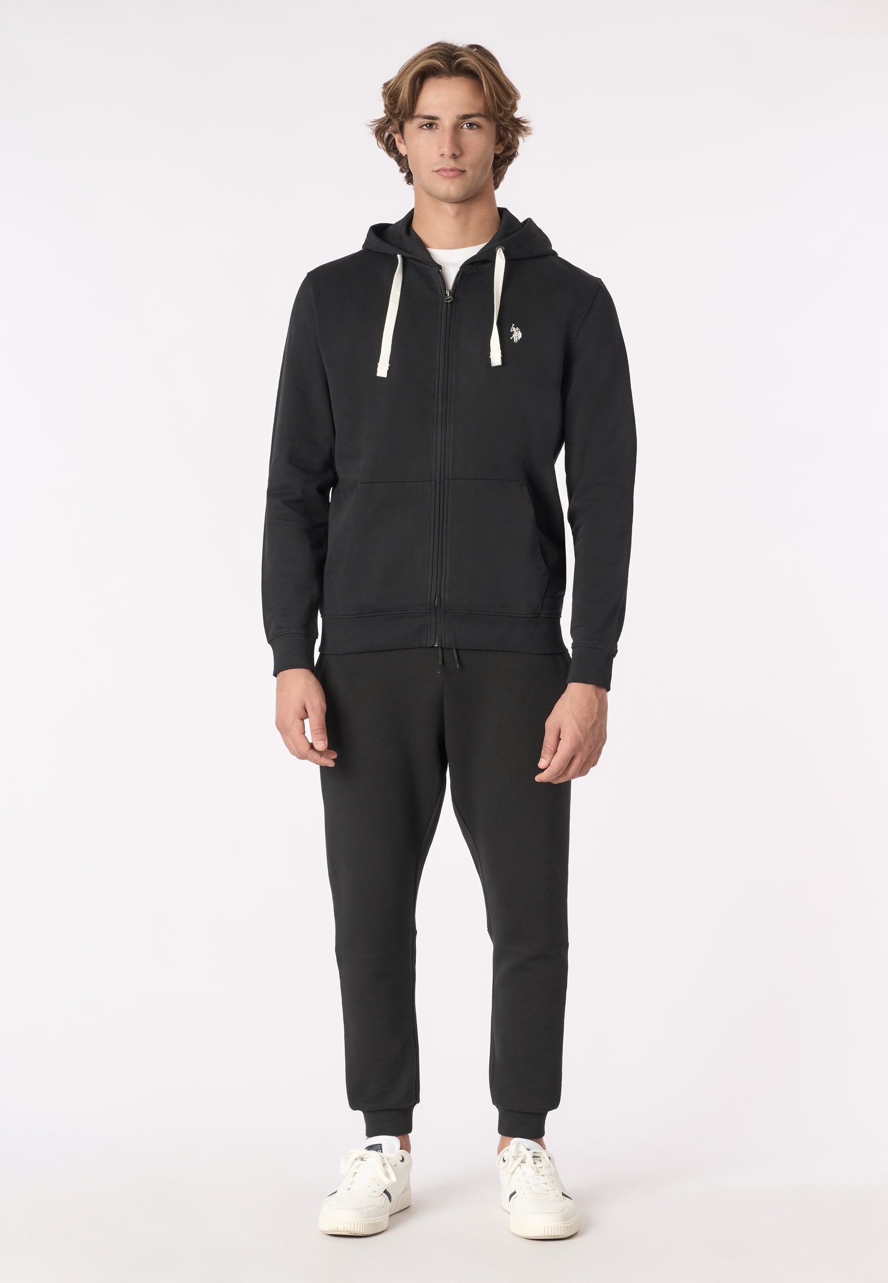 Felpa in cotone con cappuccio e chiusura zip