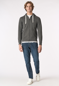 Felpa in cotone con cappuccio e chiusura zip