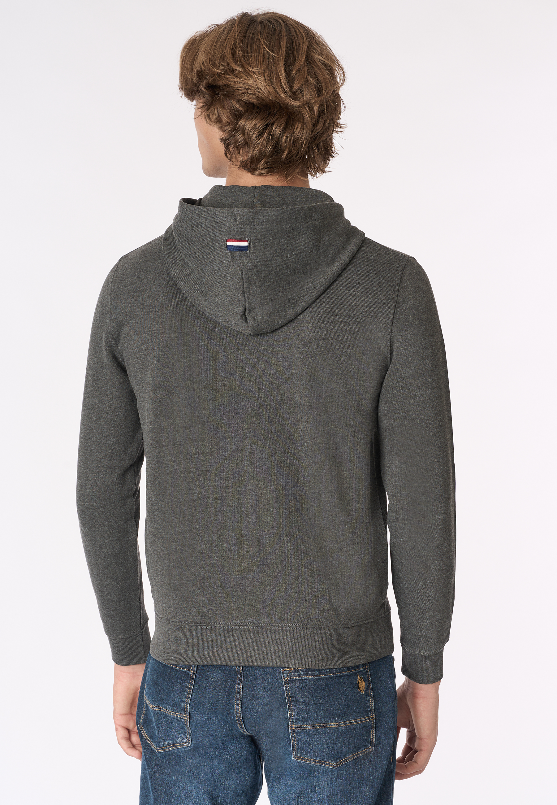 Felpa in cotone con cappuccio e chiusura zip