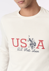 T-shirt a maniche lunghe in heavy jersey con motivo USPA