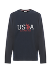 T-shirt a maniche lunghe in heavy jersey con motivo USPA