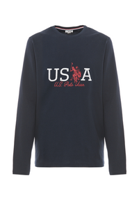 T-shirt a maniche lunghe in heavy jersey con motivo USPA