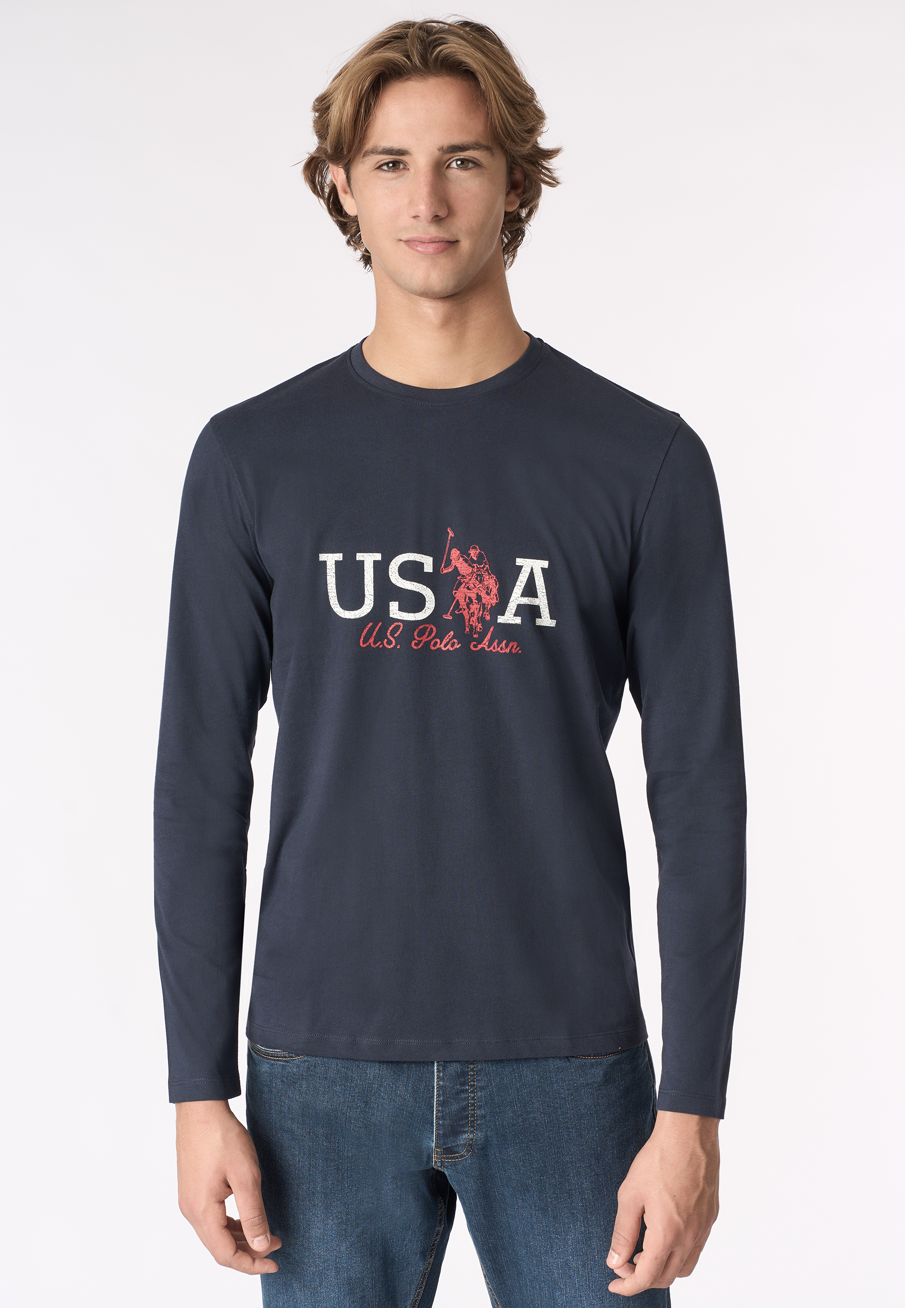 T-shirt a maniche lunghe in heavy jersey con motivo USPA